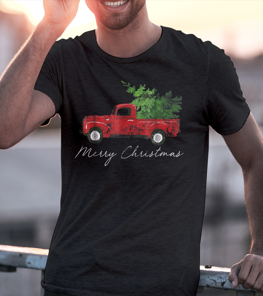 Merry Christmas Vintage Wagon Christmas Tree On Car Xmas Vacation T-Shirt