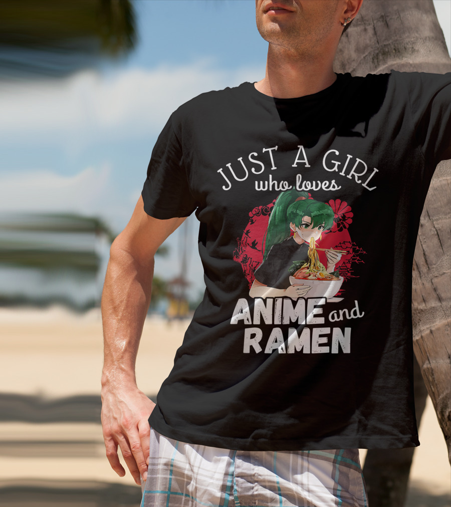 Just A Girl Who Loves Anime And Ramen Manga Aesthetic Japan Style Kawaii T-Shirt