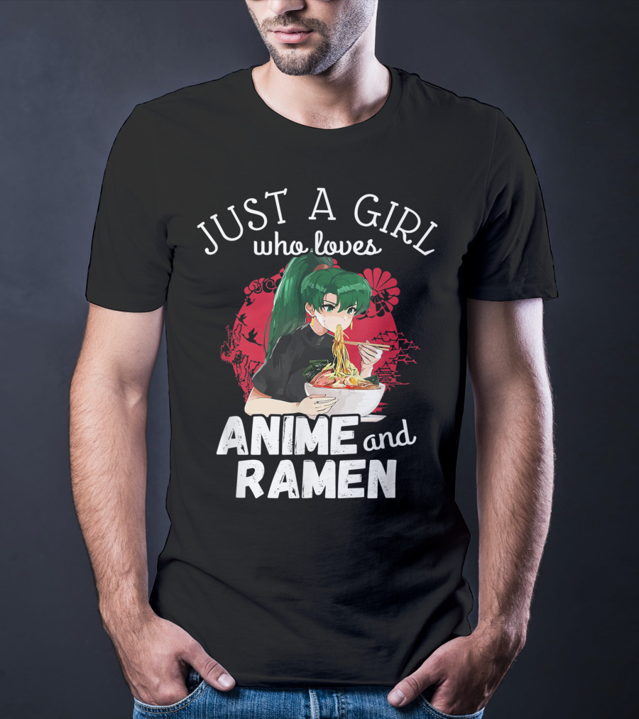 Just A Girl Who Loves Anime And Ramen Manga Aesthetic Japan Style Kawaii T-Shirt