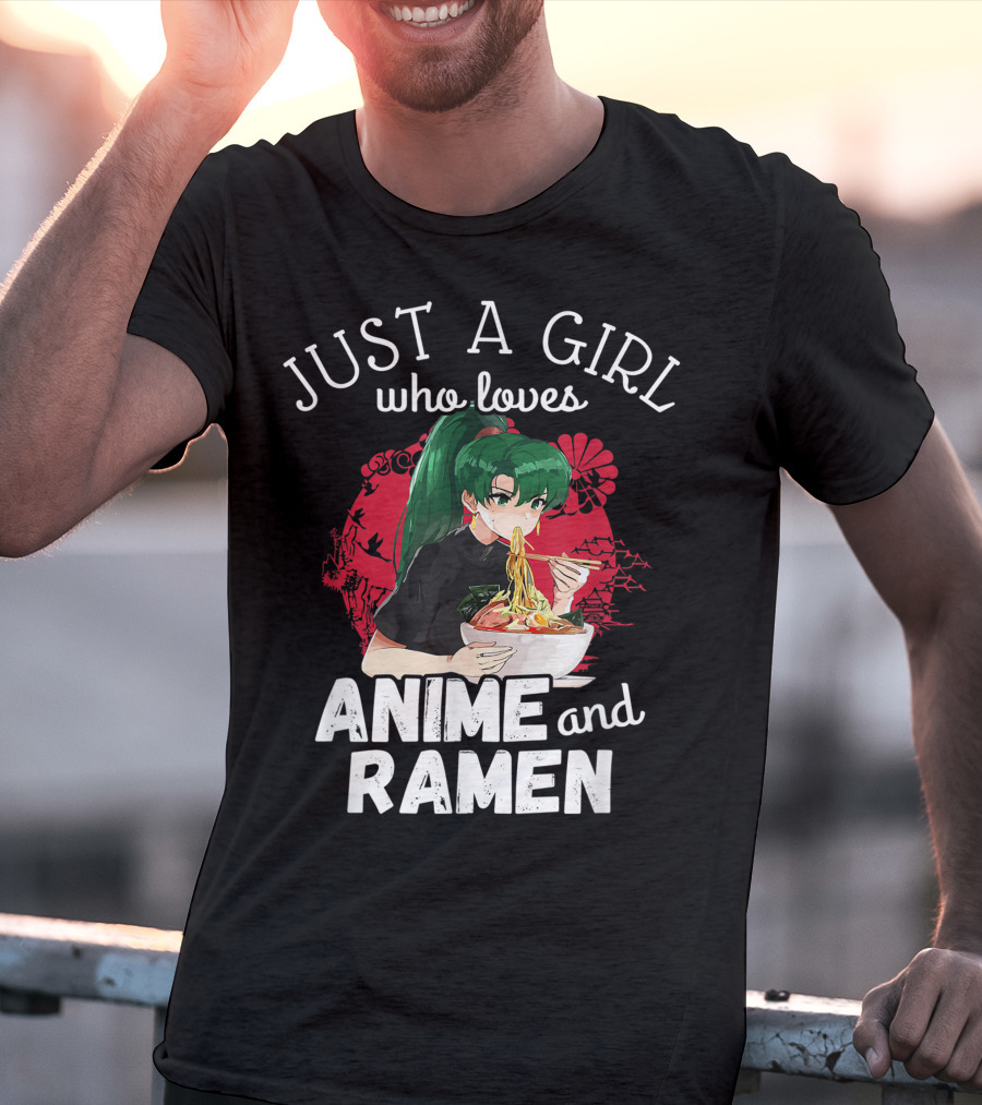 Just A Girl Who Loves Anime And Ramen Manga Aesthetic Japan Style Kawaii T-Shirt