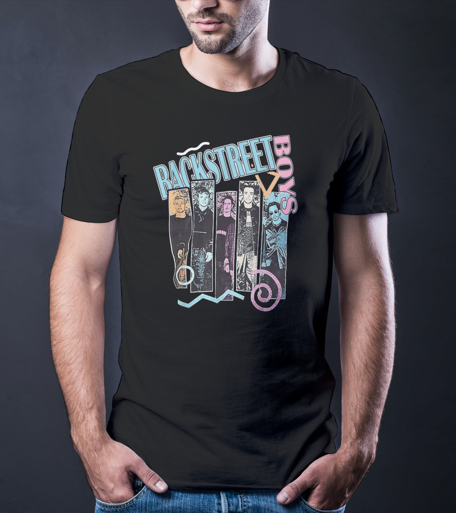Rackstreet Boys Retro Pastel Graphic Band Collage T-Shirt
