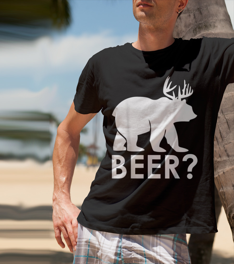 Beer Bear Deer With Antler Question Mark T-Shirt