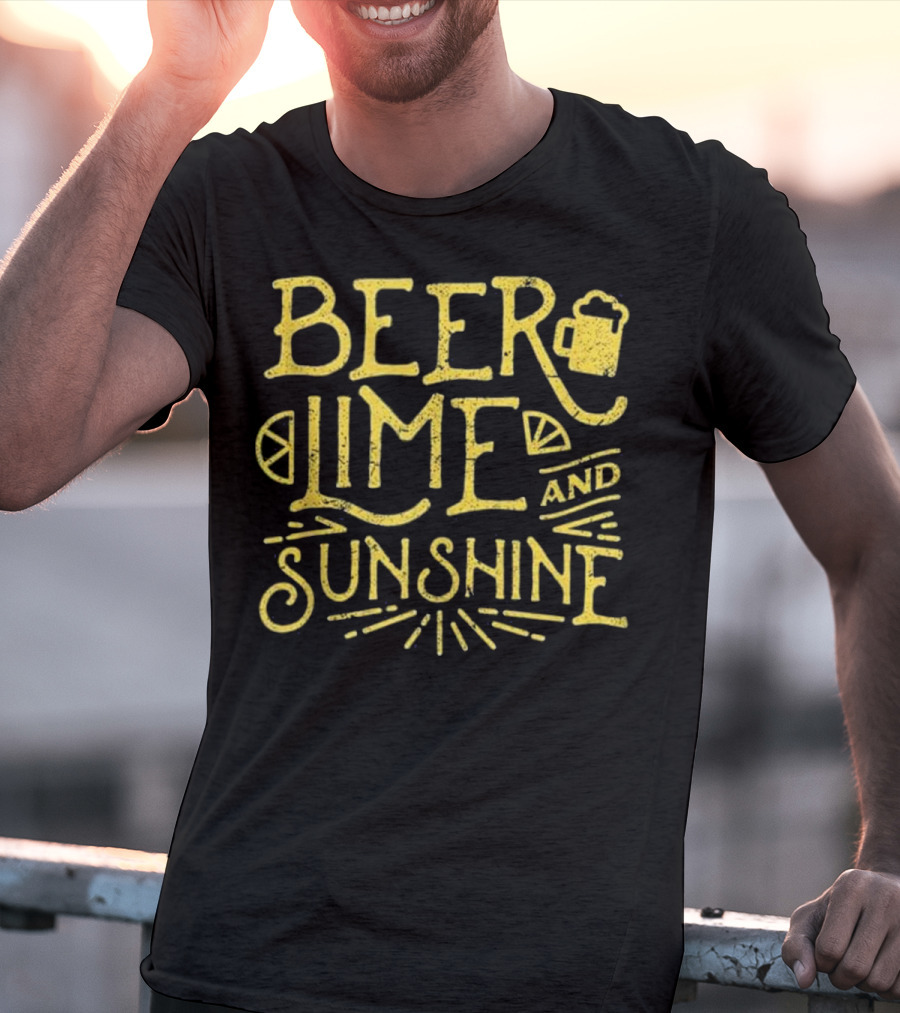 Beer Lime And Sunshine Funny Mexican Cinco Concept T-Shirt