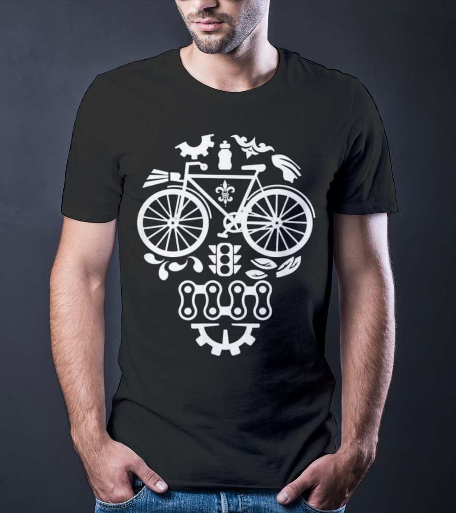 Bicycle Cycling Gear Sugar Skull With Funny Traffic Light Elements T-Shirt