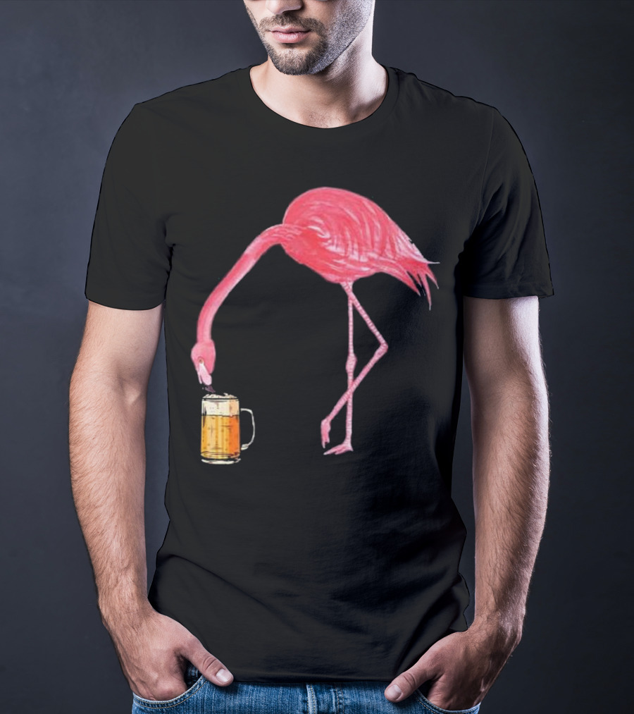 Flamingo Sipping Beer Lovers Mug T-Shirt
