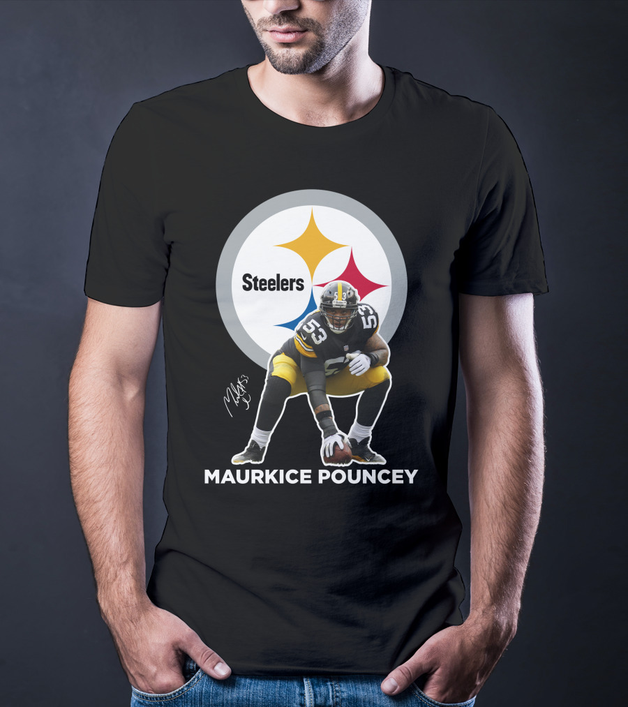 Steelers Maurkice Pouncey Number 53 Football Player Signature Steelers T-Shirt