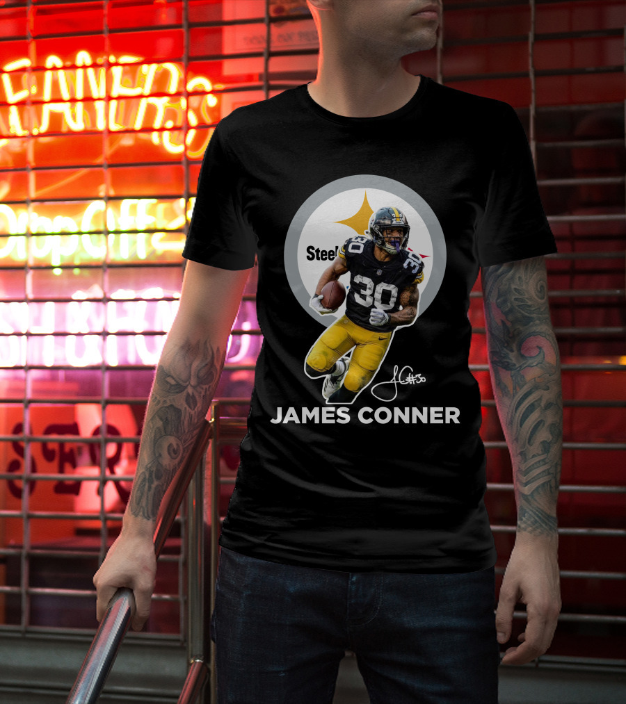 Steelers James Conner #30 Football Player Signature T-Shirt