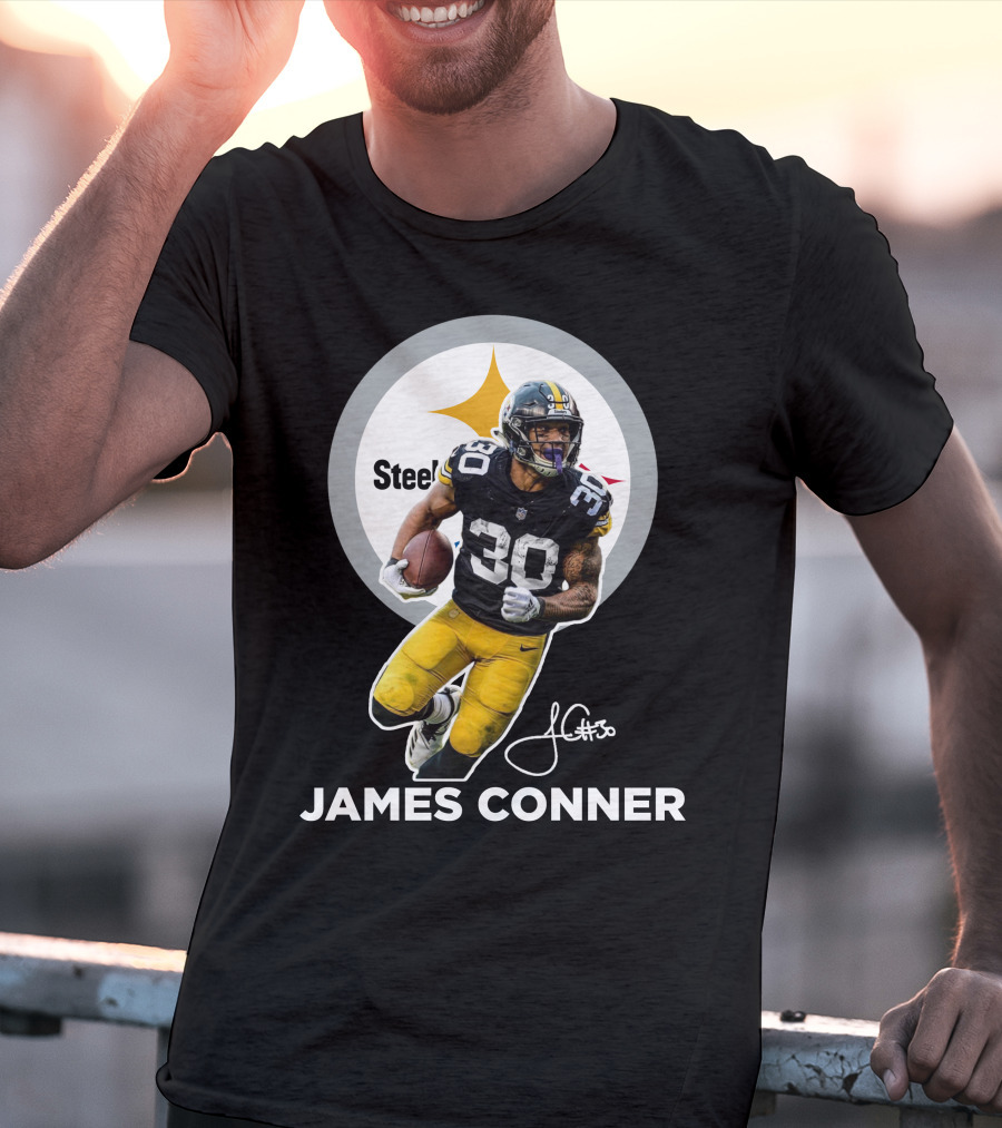 Steelers James Conner #30 Football Player Signature T-Shirt