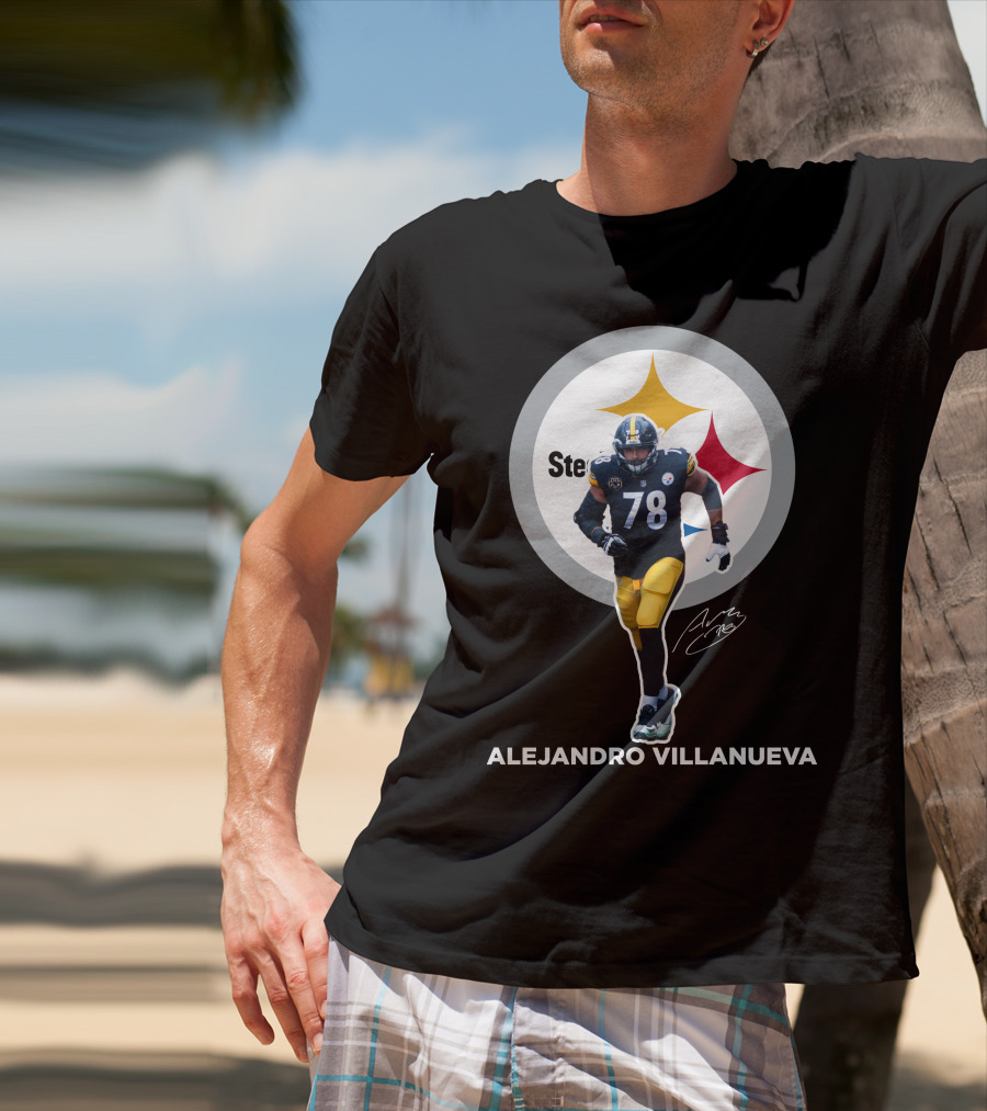 Steelers Alejandro Villanueva 78 Player Signature T-Shirt