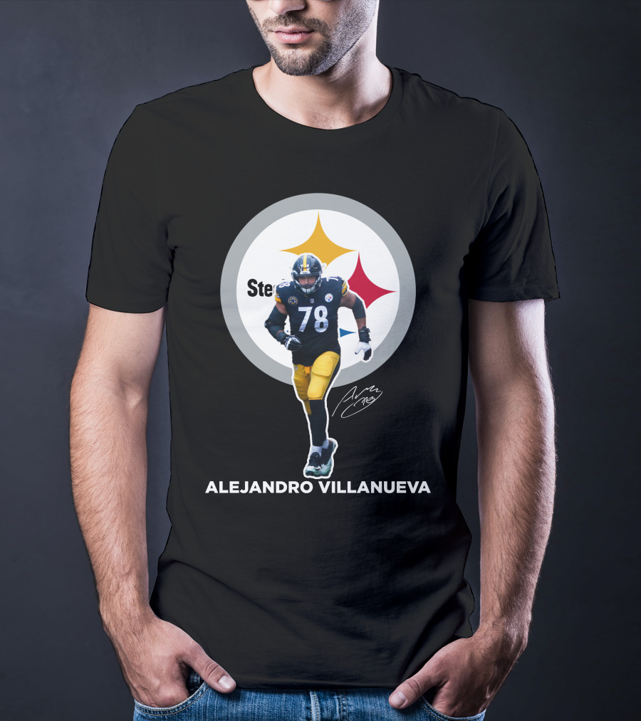 Steelers Alejandro Villanueva 78 Player Signature T-Shirt