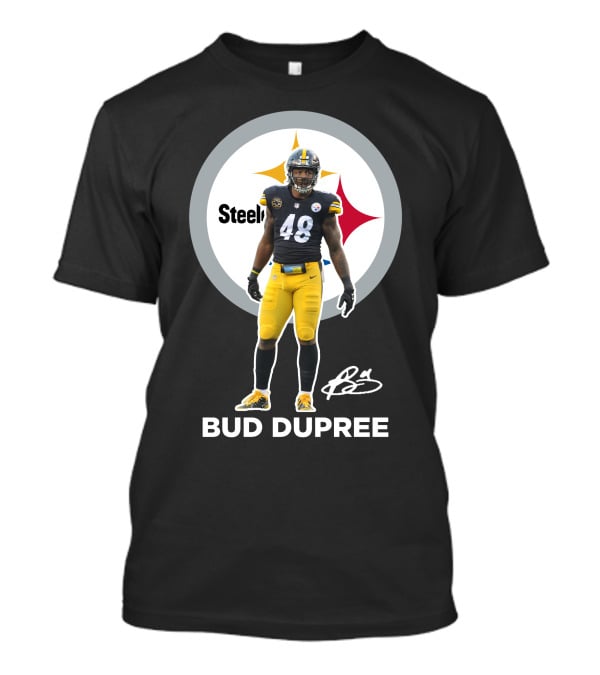 Bud Dupree Steelers 48 Football Player Autograph Signature T-Shirt