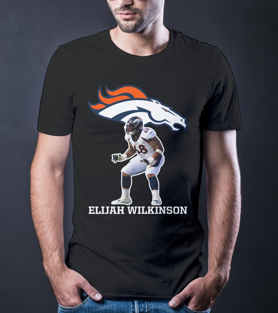 Denver Broncos Elijah Wilkinson Football Player Action T-Shirt