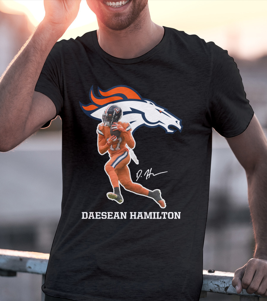 Daesean Hamilton Denver Football Broncos 17 Signature T-Shirt