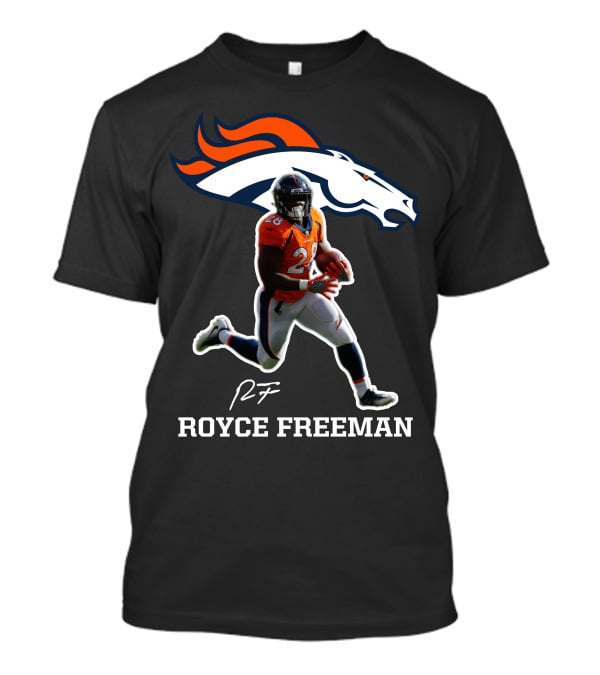 Royce Freeman Denver Broncos Football Player NFL Running Back Signature T-Shirt