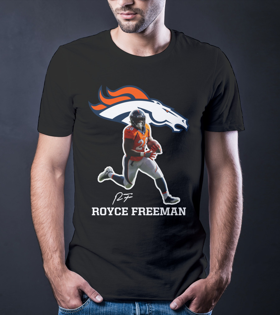 Royce Freeman Denver Broncos Football Player NFL Running Back Signature T-Shirt