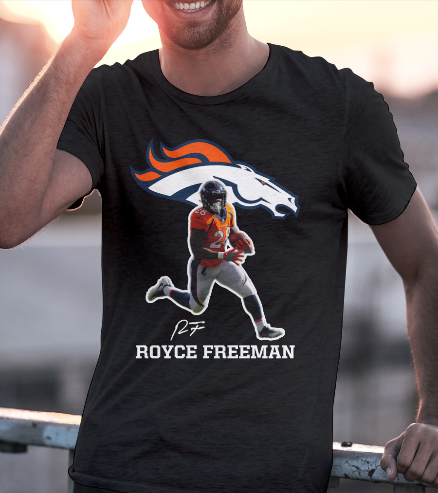 Royce Freeman Denver Broncos Football Player NFL Running Back Signature T-Shirt