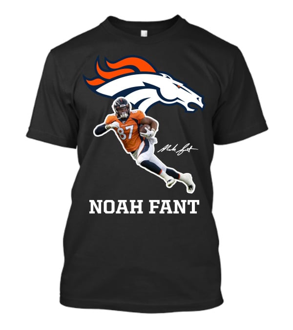 Noah Fant Broncos 87 Football Signature T-Shirt
