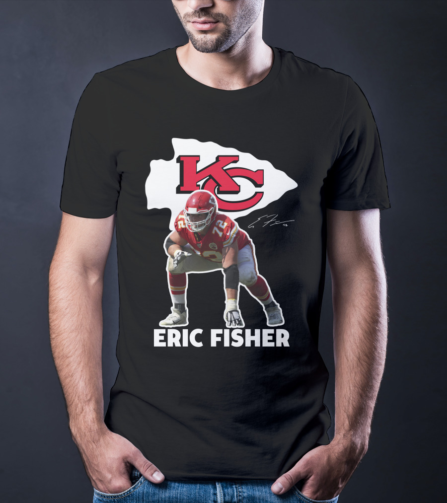 KC Chiefs Eric Fisher 72 Football Signature T-Shirt