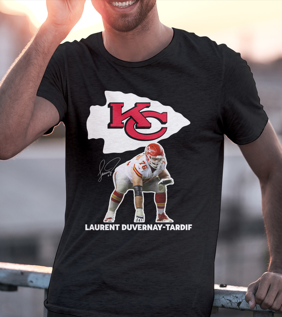 LAURENT DUVERNAY-TARDIF KC Football Player Signature Chiefs T-Shirt