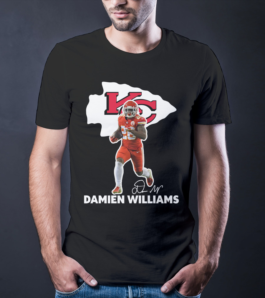 Kansas City Chiefs Damien Williams Football Player Action Signature T-Shirt