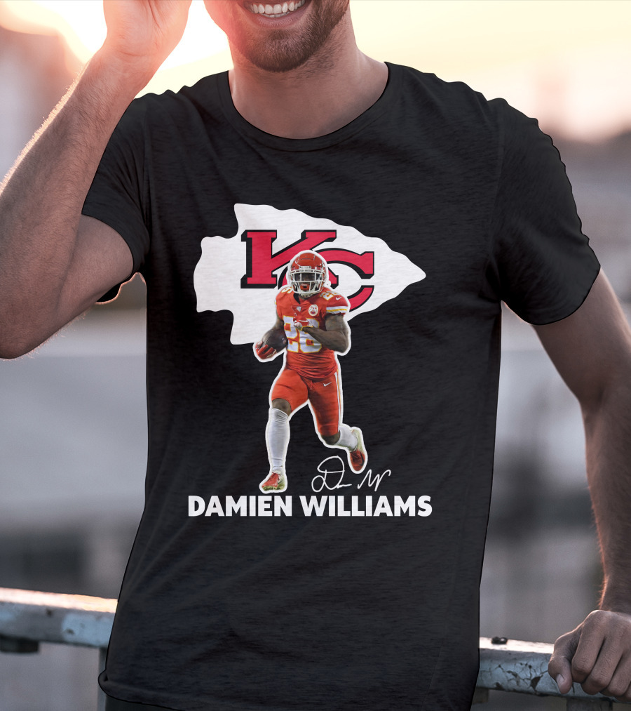 Kansas City Chiefs Damien Williams Football Player Action Signature T-Shirt