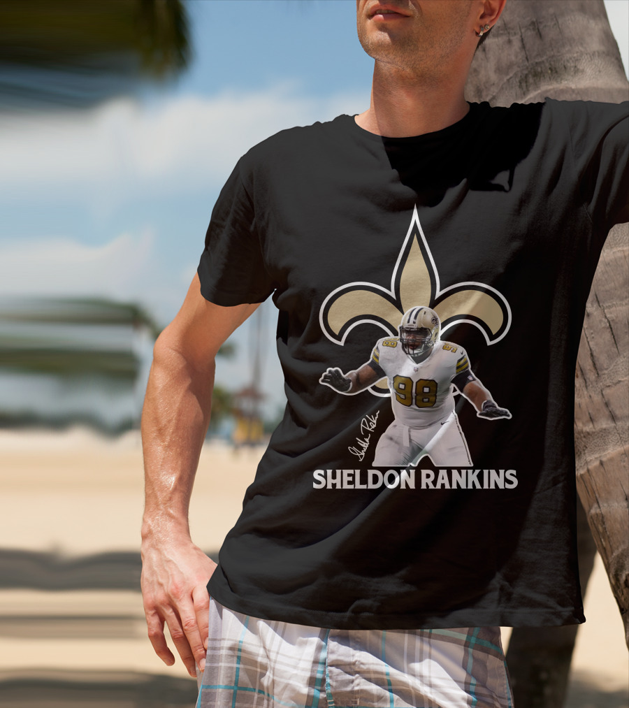 Sheldon Rankins New Orleans Saints Fleur-de-Lis Number 98 T-Shirt