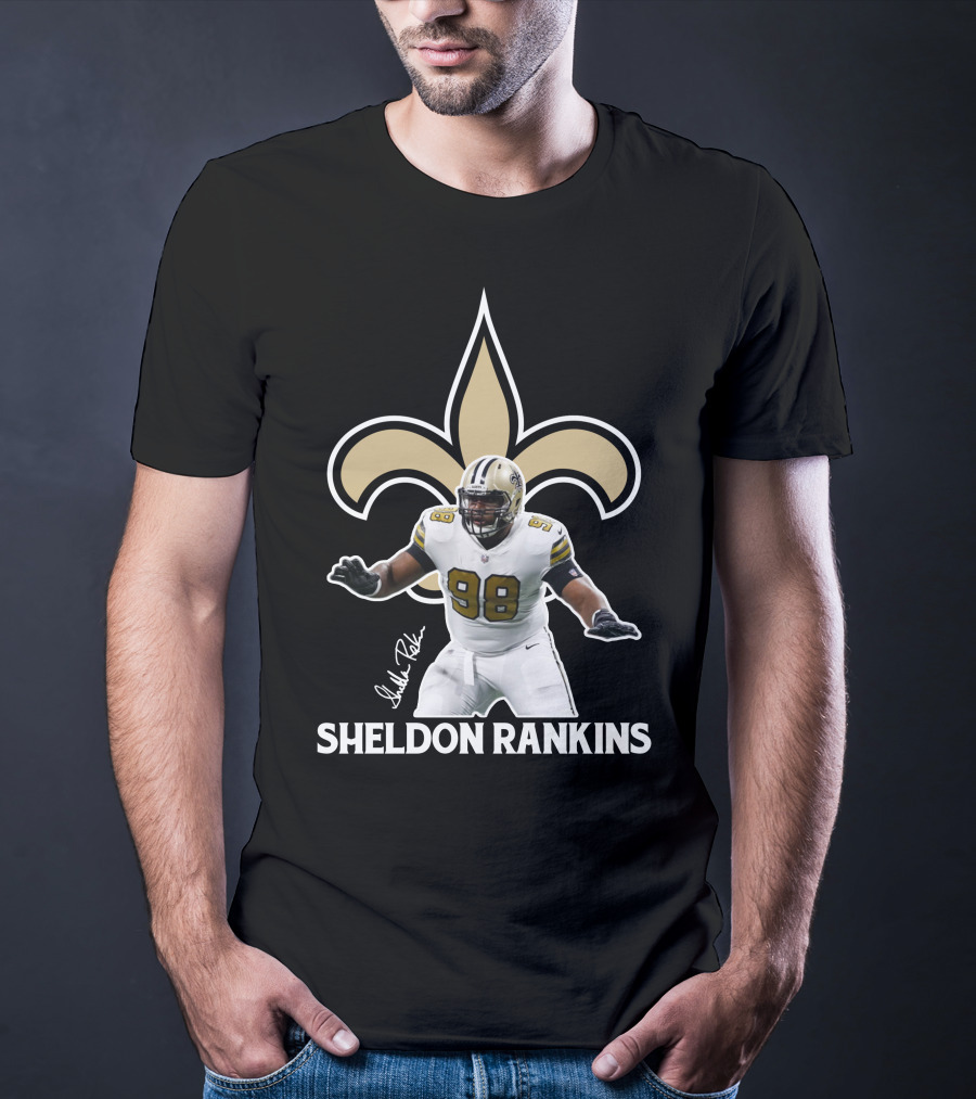 Sheldon Rankins New Orleans Saints Fleur-de-Lis Number 98 T-Shirt