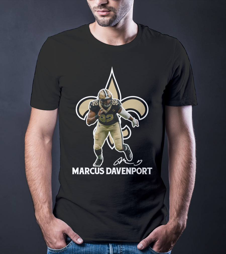 Marcus Davenport New Orleans Football Fleur-de-Lis 92 T-Shirt