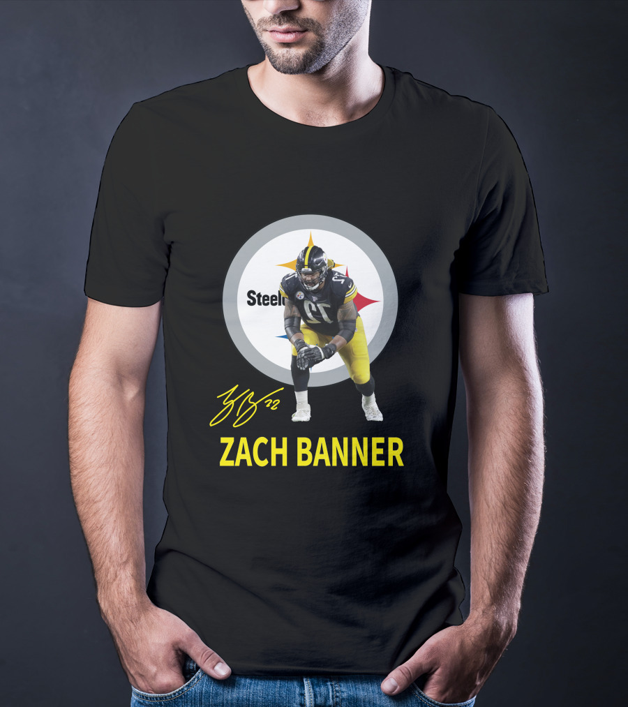 Steelers Zach Banner 72 Signature Pittsburgh Football T-Shirt