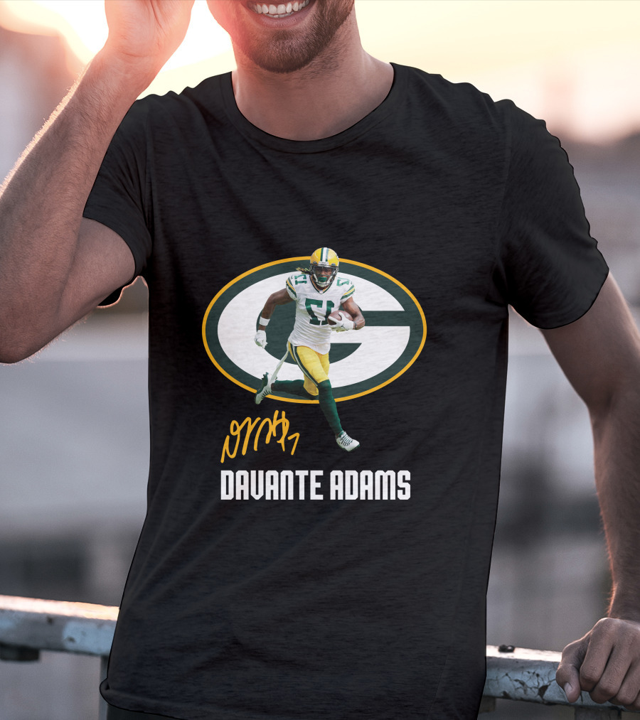 Davante Adams Green Bay Packers G Logo With Signature T-Shirt