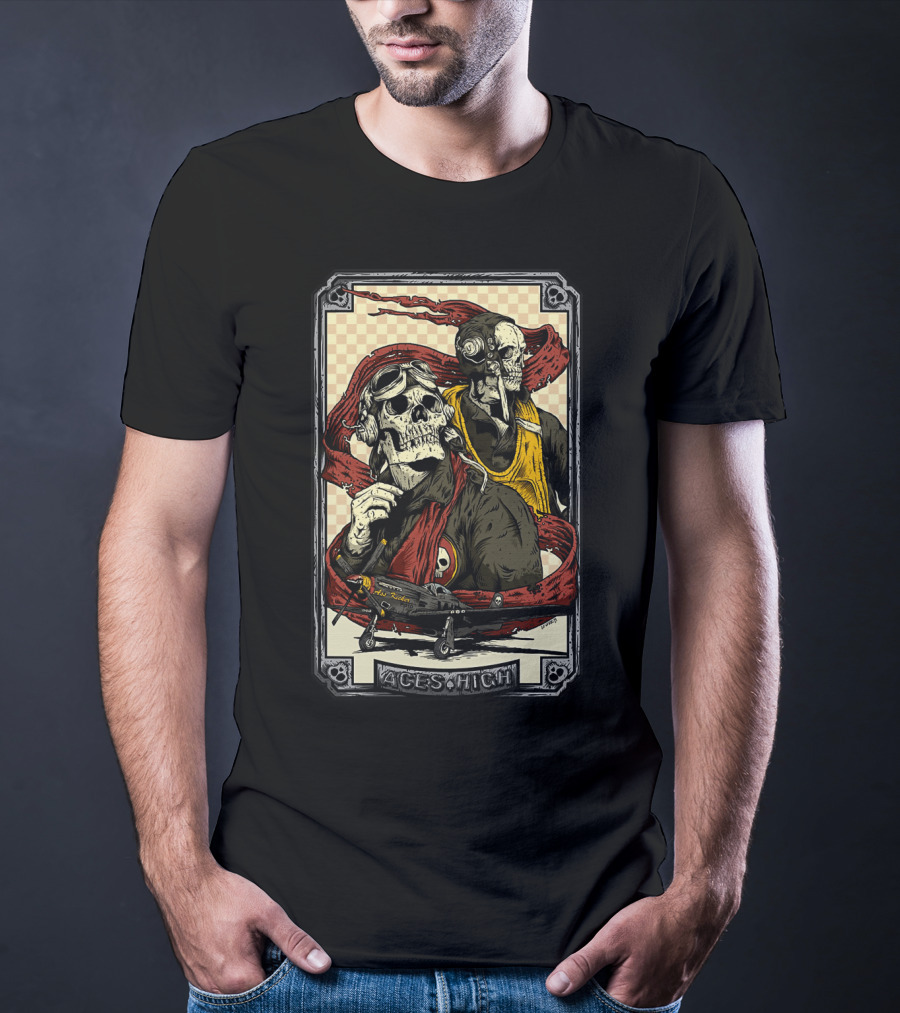 Aces High Ir 63 Skull Pilot Artwork T-Shirt