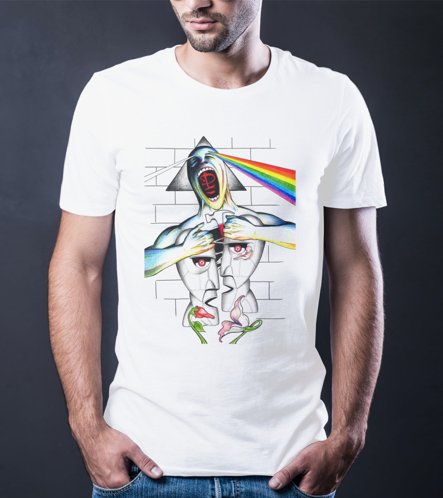Pf The Wall With Prism And Rainbow Light Spectrum T-Shirt