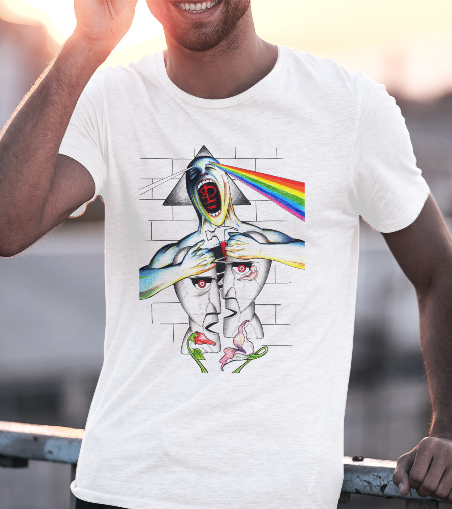 Pf The Wall With Prism And Rainbow Light Spectrum T-Shirt
