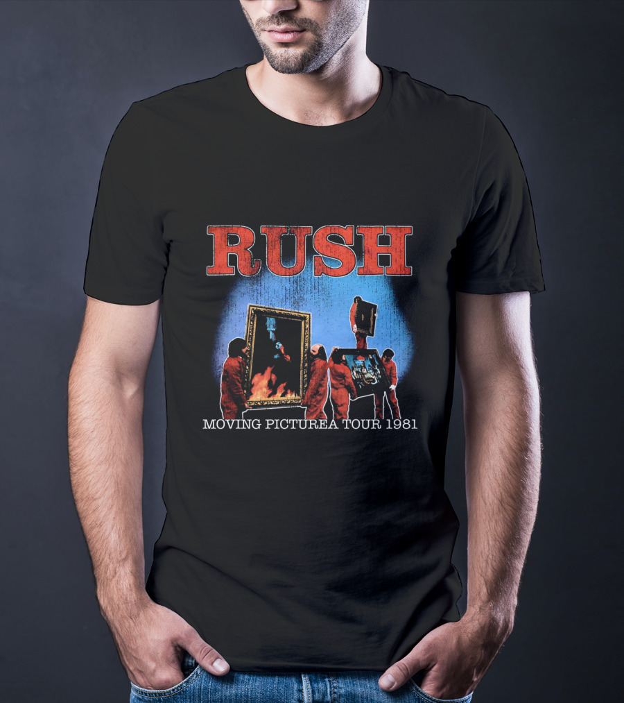 Rush Moving Pictures Tour 1981 Album Cover Design Red Jumpsuits T-Shirt