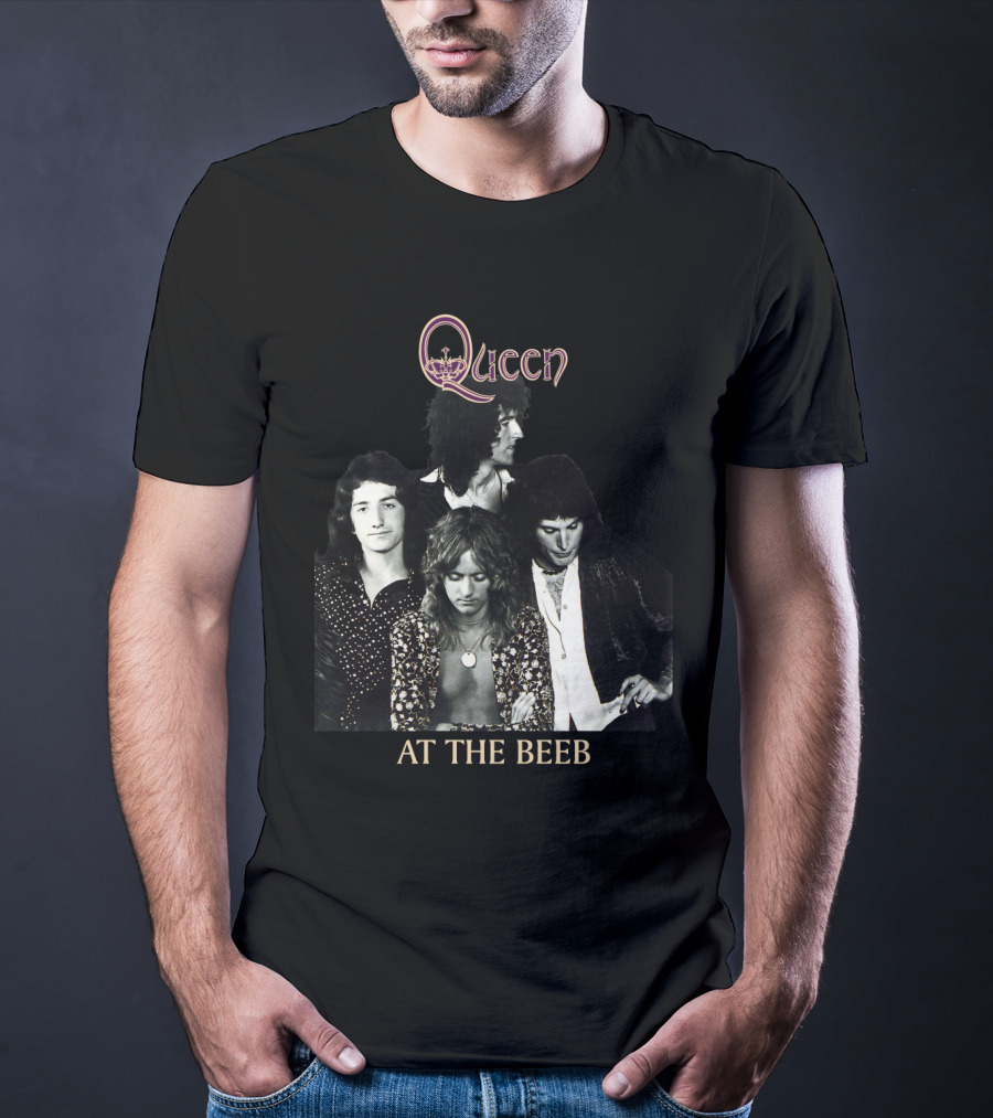 Queen At The Beeb Band Members Black And White Photo T-Shirt
