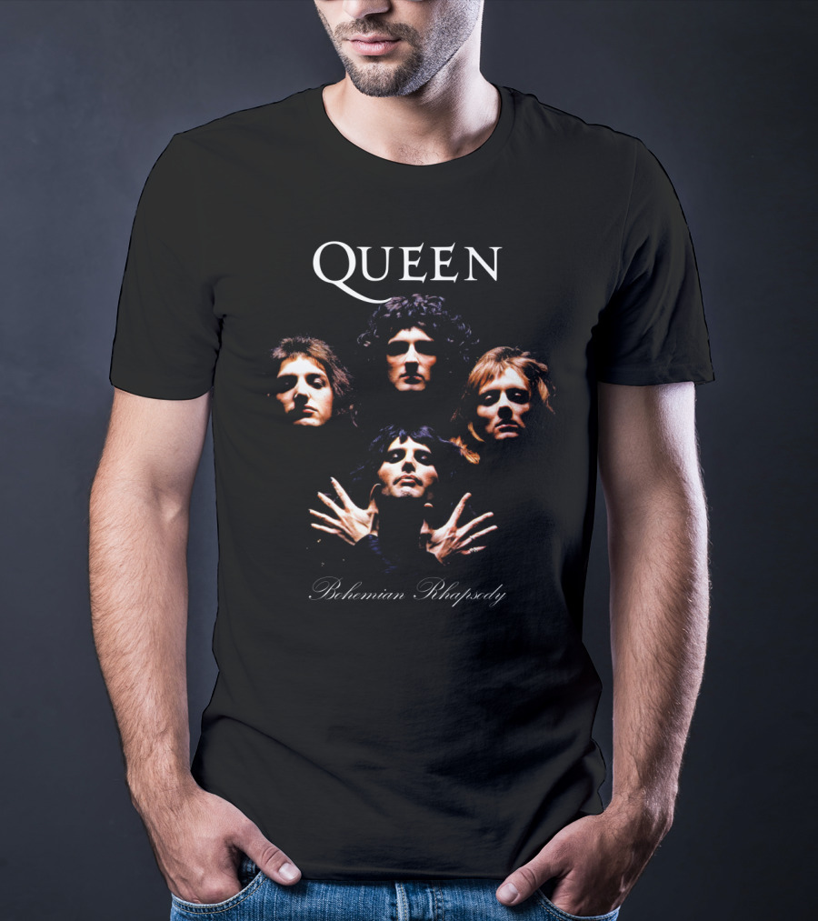 Qu 03 - Iconic Bohemian Rhapsody Band Portrait With Famous Faces And Hands T-Shirt