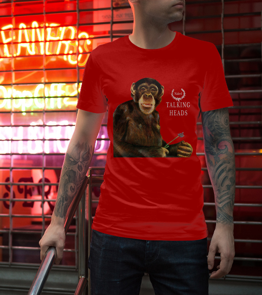 Naked Talking Heads Nothing But Flowers Monkey Holding Flower T-Shirt