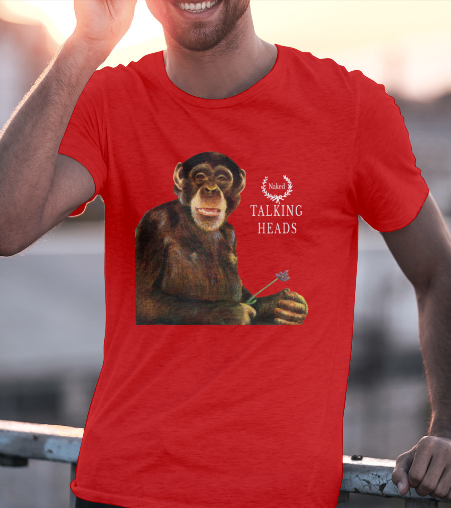 Naked Talking Heads Nothing But Flowers Monkey Holding Flower T-Shirt