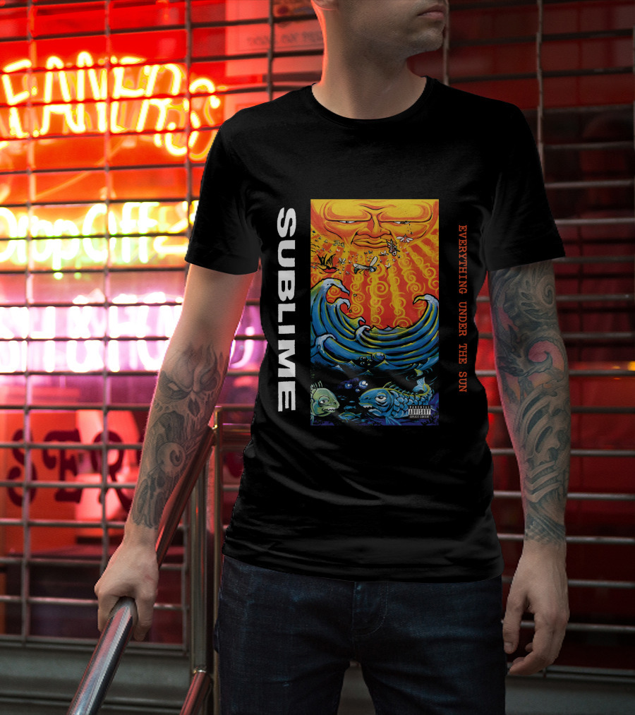 Sublime Everything Under The Sun Waves And Fish Artwork T-Shirt