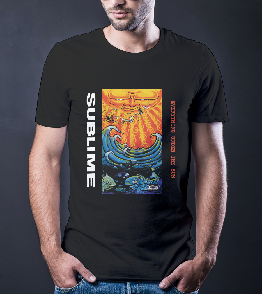 Sublime Everything Under The Sun Waves And Fish Artwork T-Shirt