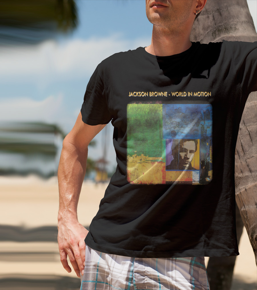 Jackson Browne World In Motion Album Cover Collage T-Shirt