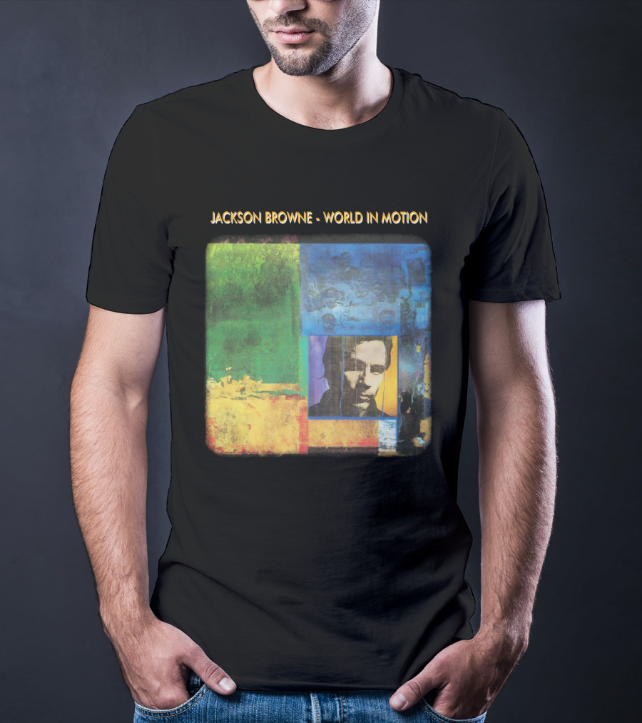 Jackson Browne World In Motion Album Cover Collage T-Shirt