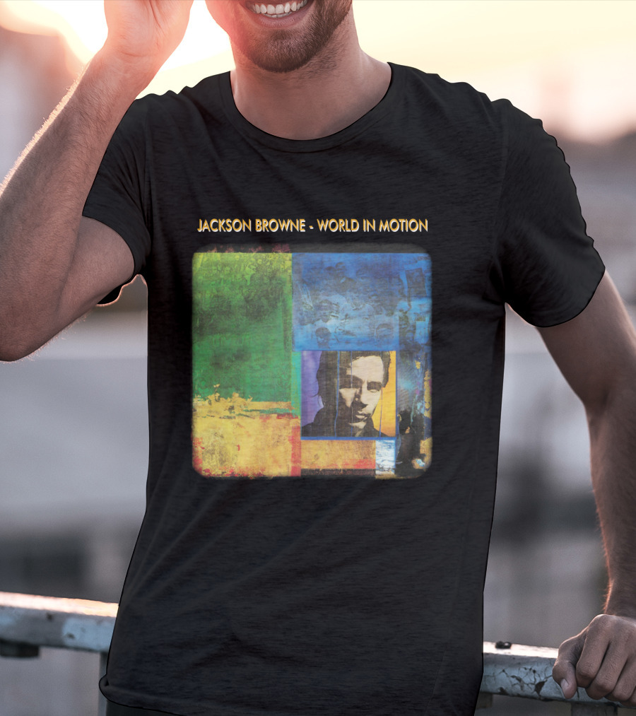 Jackson Browne World In Motion Album Cover Collage T-Shirt
