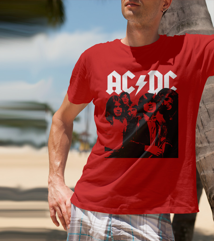 Acdc Band Classic Members Black And White Photo Vintage Style T-Shirt