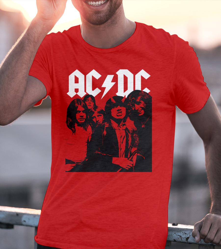 Acdc Band Classic Members Black And White Photo Vintage Style T-Shirt