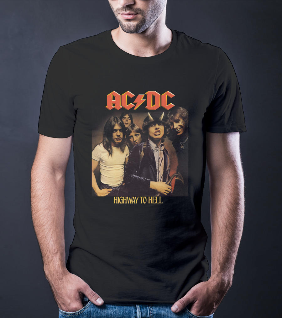 Ac/Dc Highway To Hell Band Members Classic Album Cover T-Shirt