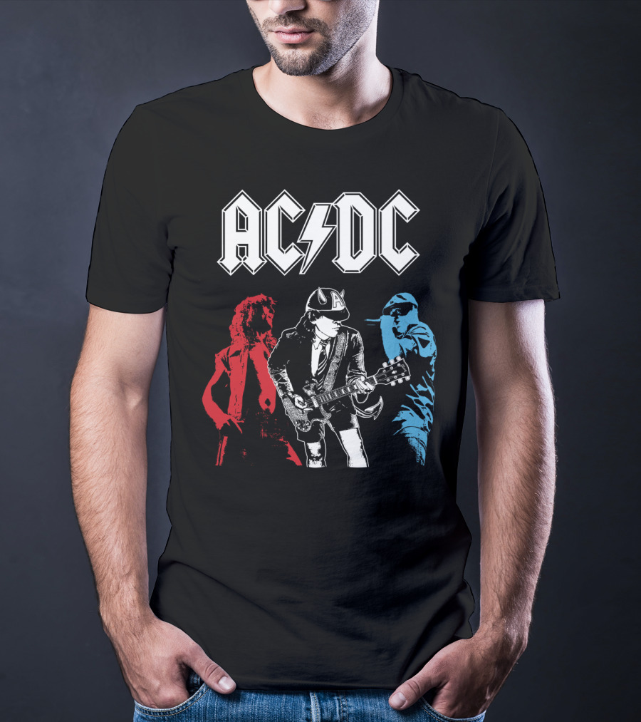 Acdc Angus Young Guitarist Silhouettes Rock Performance T-Shirt