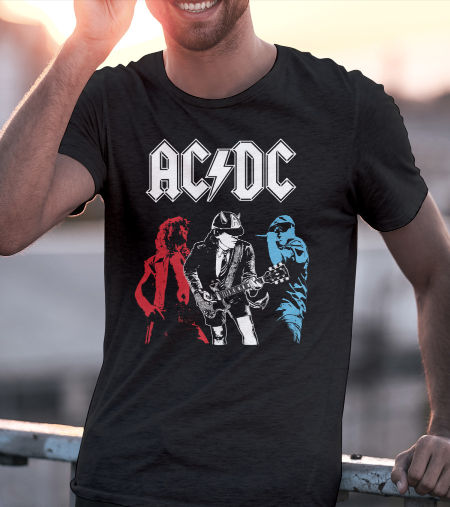 Acdc Angus Young Guitarist Silhouettes Rock Performance T-Shirt