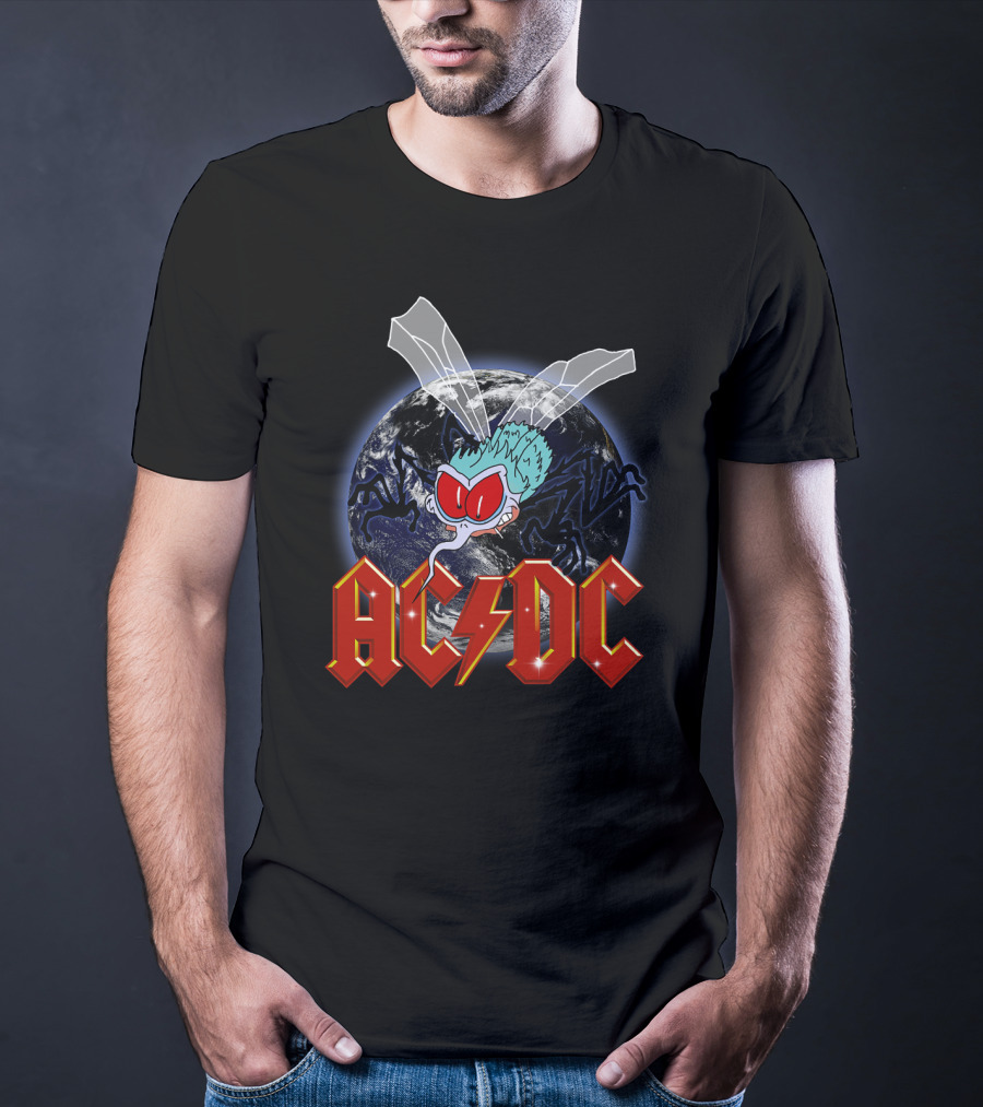 Acdc Space Fly Earth Lightning Bolt T-Shirt