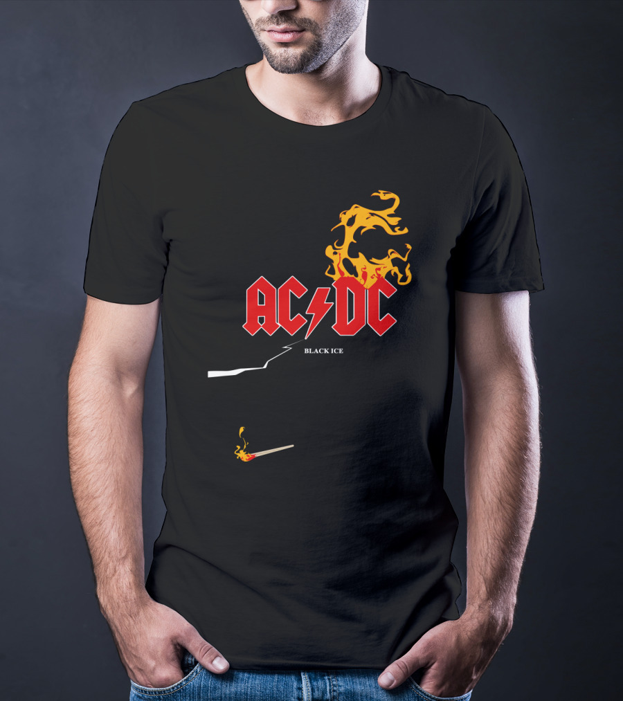 Acdc Black Ice Flame With Matchstick T-Shirt